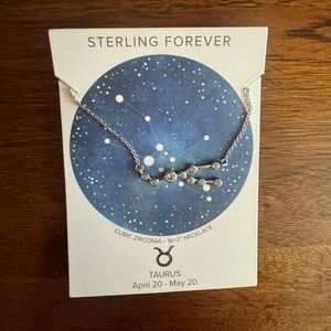 NWT Sterling Forever Taurus Star Constellation Silver Necklace w/ Cubic Zirconia